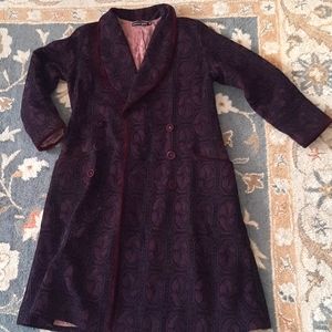 EUC Vintage wool blend patterned, fitted collared coat